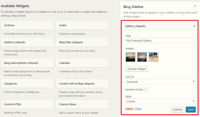 properly configured gallery widget